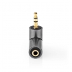 CATB22975GY Stereo-Audioadapter | 3,5 mm Male | 3,5 mm Female | Verguld | Recht | Metaal | Goud / Gun Metal Grijs | 1 Stuks | Cover Window Box