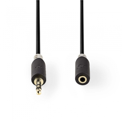 Stereo-Audiokabel | 3,5 mm Male | 3,5 mm Female | Verguld | 3.00 m | Rond | Antraciet | Doos