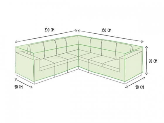 Buitenhoes voor L-vormige loungeset - 250x250x70cm