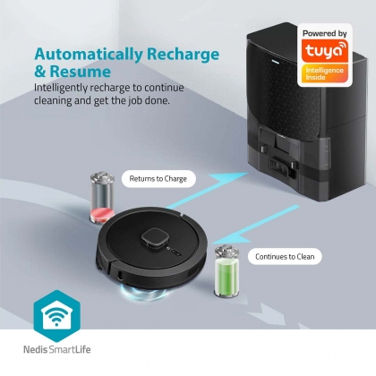 SmartLife Robotstofzuiger | Laser navigatie | Wi-Fi | Capaciteit opvangreservoir: 0.6 l | Automatisch opladen | Maximale gebruiksduur: 180 min | Zwart | Android™ / IOS