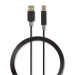 USB-Kabel | USB 2.0 | USB-A Male | USB-B Male | 480 Mbps | Verguld | 2.00 m | Rond | PVC | Antraciet | Doos