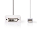Mini DisplayPort-Kabel | DisplayPort 1.2 | Mini-DisplayPort Male | DisplayPort Female / DVI-D 24+1-Pins Female / HDMI™ Input | 21.6 Gbps | Vernikkeld | 0.20 m | Rond | PVC | Wit | Polybag