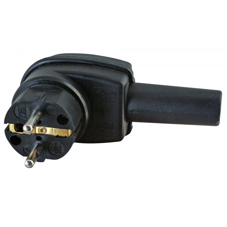 hanger Wieg Oh jee Kopp haakse rubber stekker met randaarde IP44 zwart (BK85040) - Rutten  Elektroshop