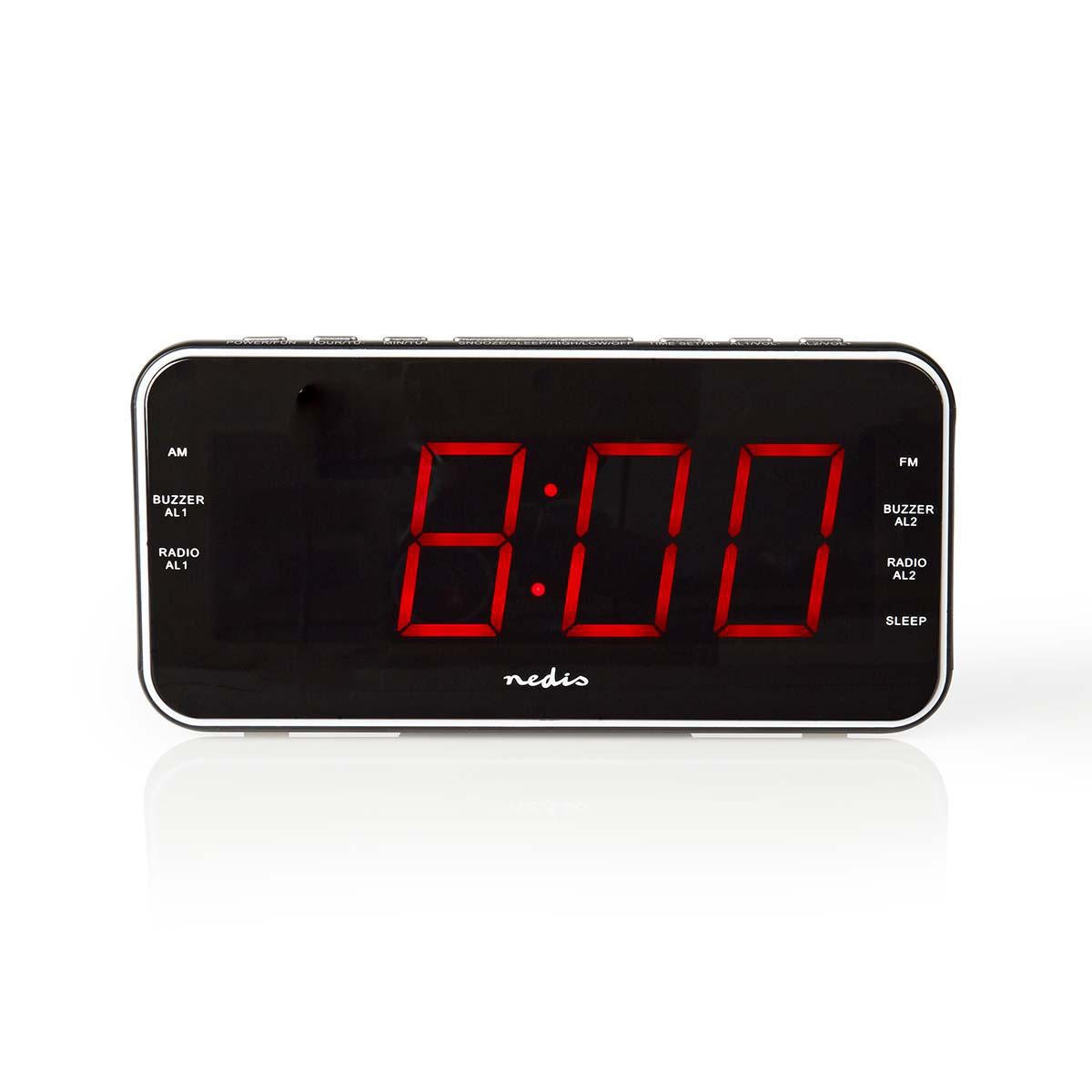 Digitale Wekkerradio | LED-Scherm | 3,5 mm Audio-Input | AM / FM | Snoozefunctie | Slaaptimer | Aantal alarmen: 2 | (CLAR004BK) - Rutten Elektroshop