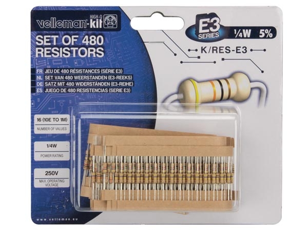 E3-SERIES RESISTOR SET - 480 PCS - 10E TO 1M