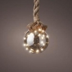 PO5508530 10cm LED kerstbal smokey aan jute touw 80cm op batterij