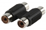 AC-027 Tulp koppelstuk 2x RCA Female - 2x RCA Female Zwart