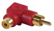 AC-055 Stereo-Audio-Adapter 90° Haaks RCA Male - RCA Female Rood