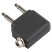 AC-069 Vliegtuig Audio-Adapter 90° Haaks 2x 3.5 mm Male - 3.5 mm Female Zwart