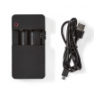 BACH01 Universele Batterijlader | Camera | USB | 3.6 / 7.4 V DC | Zwart