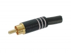 CA052W MANNELIJKE RCA PLUG - VERGULDE STEKKER - ZWARTE METALEN BEHUIZING - WIT