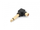 CAA26/90 VROUWELIJKE RCA PLUG NAAR MANNELIJKE 6.35mm MONO JACK - VERGULD / HAAKS