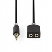 CABW22100AT02 Stereo-Audiokabel | 3,5 mm Male | 2x 3,5 mm Female | Verguld | 0.20 m | Rond | Antraciet | Doos