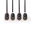 CABW24200AT20 Stereo-Audiokabel | 2x RCA Male | 2x RCA Male | Verguld | 2.00 m | Rond | Antraciet | Window Box