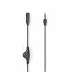 CAGB22090BK10 Stereo-Audiokabel | 3,5 mm Male | 3,5 mm Female | Vernikkeld | 1.00 m | Volumeregelaar