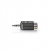 CAGB22940BK Stereo-Audioadapter | 3,5 mm Male | 2x RCA Female | Vernikkeld | Recht | ABS | Zwart | 1 Stuks | Doos