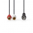 CAGB24010BK02 Subwoofer-Kabel | RCA Male | 2x RCA Female | Vernikkeld | 0.20 m | Rond | 5.0 x 2.5 mm | Zwart | Blister