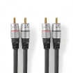 CAGC24200AT25 Stereo-Audiokabel | 2x RCA Male | 2x RCA Male | Verguld | 2.50 m | Rond | Antraciet | Doos