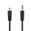 CAGP20100BK10 DIN-Audiokabel | DIN 5-Pins Male | 3,5 mm Male | Vernikkeld | 1.00 m | Rond | PVC | Zwart | Polybag