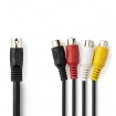CAGP20450BK02 DIN-Audiokabel | DIN 5-Pins Male - 4x RCA Female | 0,2 m | Zwart