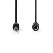 CAGP23050BK50 Stereo-Audiokabel | 6,35 mm Male | 6,35 mm Female | Vernikkeld | 5.00 m | Rond | Zwart