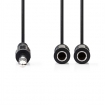 CAGP23110BK02 Stereo-Audiokabel | 6,35 mm Male | 2x 6,35 mm Female | Vernikkeld | 0.20 m | Rond | Zwart | Envelop