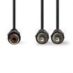 CAGP24020BK02 Subwoofer-Kabel | 2x RCA Male | RCA Female | Vernikkeld | 0.20 m | Rond | 5.0 x 2.5 mm | Zwart | Envelop