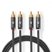 CATB24200GY10 Stereo-Audiokabel | 2x RCA Male | 2x RCA Male | Verguld | 1.00 m | Rond | Grijs / Gun Metal Grijs | Cover Window Box