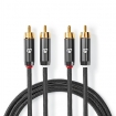 CATB24200GY30 Stereo-Audiokabel | 2x RCA Male | 2x RCA Male | Verguld | 3.00 m | Rond | Grijs / Gun Metal Grijs | Cover Window Box
