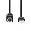 CCGL60650BK10 USB-Kabel | USB 2.0 | USB-C™ Male | USB-B Male | 480 Mbps | Vernikkeld | 1.00 m | Rond | PVC | Zwart | Label