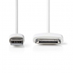 CCGP39100WT20 USB-Kabel | USB 2.0 | Apple Dock 30-pin | USB-A Male | 480 Mbps | Vernikkeld | 2.00 m | Rond | PVC | Wit | Polybag