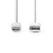 CCGP39300WT10 Lightning Kabel | USB 2.0 | Apple Lightning 8-Pins | USB-A Male | 480 Mbps | Vernikkeld | 1.00 m | Rond | PVC | Wit | Envelop