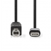 CCGP60650BK10 USB-Kabel | USB 2.0 | USB-C™ Male | USB-B Male | 480 Mbps | OTG | Vernikkeld | 1.00 m | Rond | PVC | Zwart | Envelop