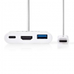 CCGP64765WT02 USB-Adapter | USB 3.2 Gen 1 | USB-C™ Male | HDMI™ Output / USB-A Female / USB-C™ Female | 5 Gbps | 0.20 m | Rond | Vernikkeld | PVC | Wit | Polybag