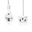 CEGP10000WT100 Stroomkabel | Type F (CEE 7/7) Male | IEC-320-C13 | Gehoekt | Recht | Vernikkeld | 10.0 m | Rond | PVC | Wit | Doos