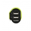 CH-023BL Autolader 3-Uitgangen 6 A 2x USB / Micro-USB Zwart/Groen