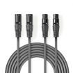 COTH15030GY15 Gebalanceerde Audiokabel | 2x XLR 3-Pins Male | 2x XLR 3-Pins Female | Vernikkeld | 1.50 m | Rond | PVC | Donkergrijs | Kartonnen Sleeve