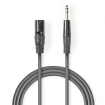 COTH15100GY50 Gebalanceerde Audiokabel | XLR 3-Pins Male | 6,35 mm Male | Vernikkeld | 5.00 m | Rond | PVC | Donkergrijs | Kartonnen Sleeve