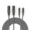 COTH15210GY15 Gebalanceerde Audiokabel | 2x XLR 3-Pins Male | 2x RCA Male | Vernikkeld | 1.50 m | Rond | PVC | Donkergrijs | Kartonnen Sleeve