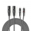 COTH15210GY30 Gebalanceerde Audiokabel | 2x XLR 3-Pins Male | 2x RCA Male | Vernikkeld | 3.00 m | Rond | PVC | Donkergrijs | Kartonnen Sleeve