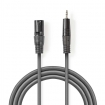 COTH15300GY30 Gebalanceerde Audiokabel | XLR 3-Pins Male | 3,5 mm Male | Vernikkeld | 3.00 m | Rond | PVC | Donkergrijs | Kartonnen Sleeve