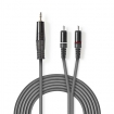 COTH22200GY15 Stereo-Audiokabel | 3,5 mm Male | 2x RCA Male | Vernikkeld | 1.50 m | Rond | Donkergrijs | Kartonnen Sleeve