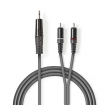 COTH22200GY30 Stereo-Audiokabel | 3,5 mm Male | 2x RCA Male | Vernikkeld | 3.00 m | Rond | Donkergrijs | Kartonnen Sleeve