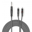 COTH23300GY15 Stereo-Audiokabel | 6,35 mm Male | 2x RCA Male | Vernikkeld | 1.50 m | Rond | Donkergrijs | Kartonnen Sleeve