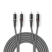 COTH24200GY15 Stereo-Audiokabel | 2x RCA Male | 2x RCA Male | Vernikkeld | 1.50 m | Rond | Donkergrijs | Kartonnen Sleeve