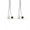 CSGP4500WT15 Coax- en CAT6-Combikabel | IEC (Coax) Male / RJ45 Male | IEC (Coax) Female / RJ45 Male | Vernikkeld | RG58 | 75 Ohm | Dubbel Afgeschermd | 1.50 m | Rond | PVC | Wit | Envelop