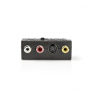CVGB31902BK SCART-Adapter | SCART Male | S-Video Female / 3x RCA Female | Vernikkeld | Schakelbaar | ABS | Zwart | 1 Stuks | Doos