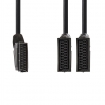 CVGP31070BK02 SCART-Kabel | SCART Male | 2x SCART Female | Vernikkeld | 480p | 0.20 m | Rond | PVC | Zwart | Polybag