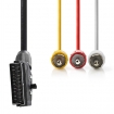 CVGP31130BK20 SCART-Kabel | SCART Male | 3x RCA Male | Vernikkeld | Schakelbaar | 480p | 2.00 m | Rond | PVC | Zwart | Polybag