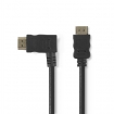 CVGP34250BK15 High Speed ​​HDMI™-Kabel met Ethernet | Links Gehoekte HDMI™ Connector | HDMI™ Connector | 4K@30Hz | 10.2 Gbps | 1.50 m | Rond | PVC | Zwart | Polybag
